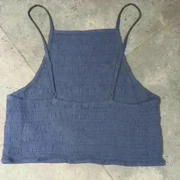 ROXY | Live Free  Blue Smocked Adjustable Crop Top - Picture 5 of 6